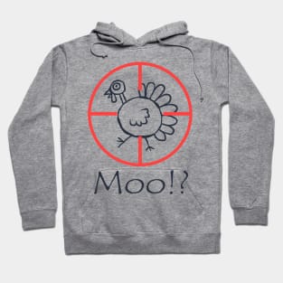 Moo!? Funny Turkey Happy Thanksgiving Day Black Hoodie